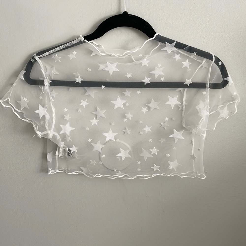 White mesh (see through) shein star crop top